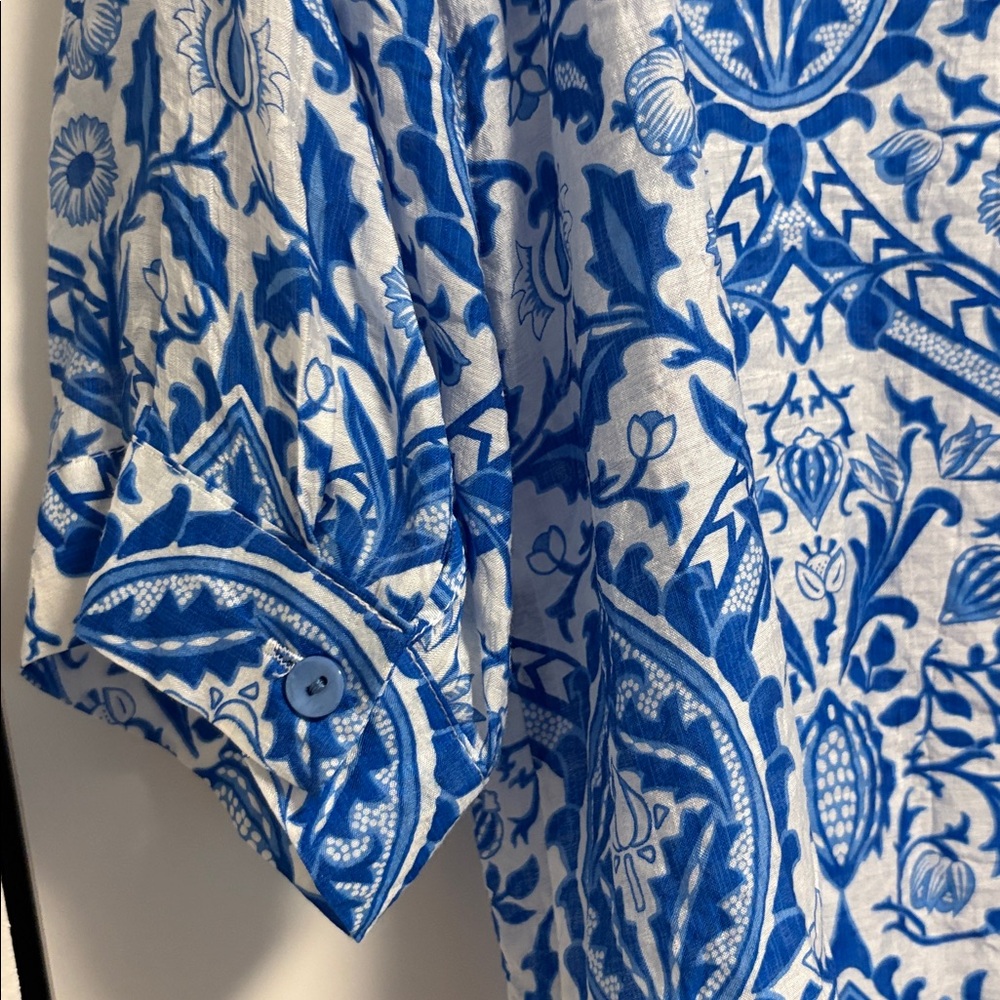 EUC [Ethyl] Celine Central Button-Up Flowy Lightweight Blouse Shirt Top Womens M - Picture 8 of 10